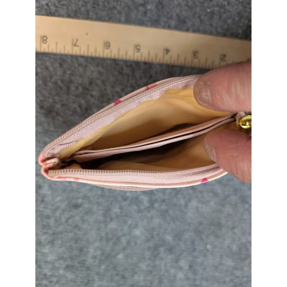 Pouch Wallet Womens One Size Pink Zip-Around Faux Leather‎ Cat Print Microfiber
